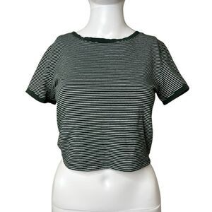 Forever 21 Horizontal Striped Green and white Women's Crop Top Size Medium